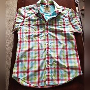 Chip Pepper Short Sleeve Plaid Collared w Snaps M